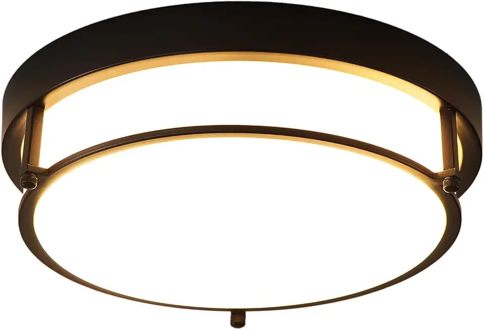 12 inch Black Flush Mount Ceiling Light, 2-Light Modern Light Fixtures Ceiling Mount for Kitchen Entryway Bedroom Hallway, E26 Socket