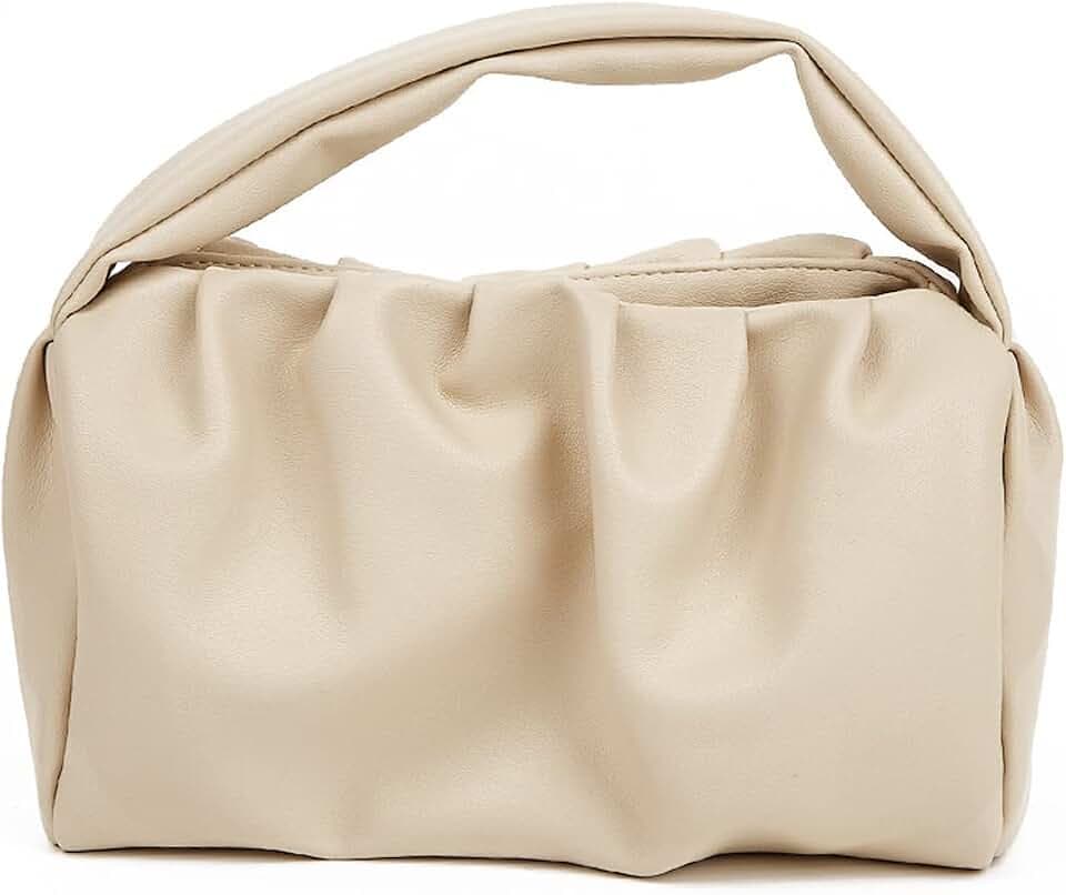 NICOLE & DORIS Damen Clutch Handtaschen Klein Henkeltasche Top-Griff Tasche Elegant Abendtasche Weiche Ledertasche Schöne Handtasche Wolken Clutch Tasche Khaki
