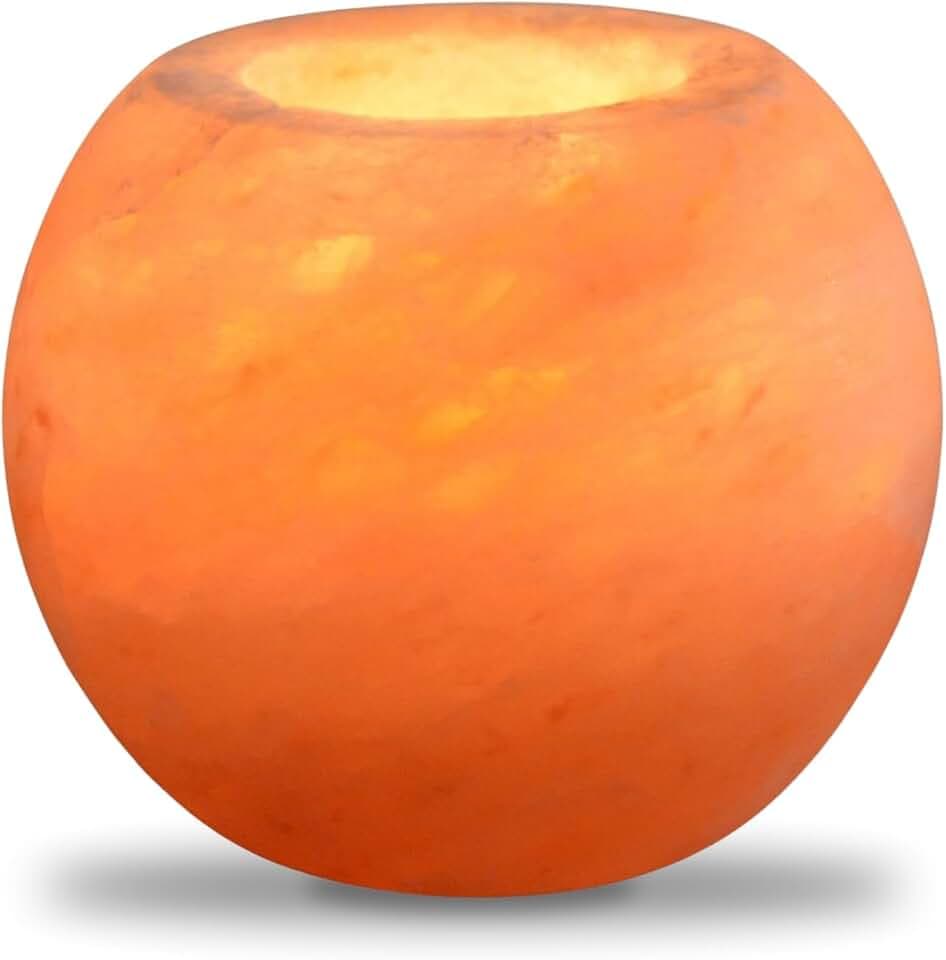 Zen'Light - Teelichthalter aus Himalaya-Salzkristall - 100% authentische natürliche Salzkristall-Teelichtlampe - Handgeschliffener Kerzenhalter aus hochwertigem Naturmaterial - Sphäre 900 g