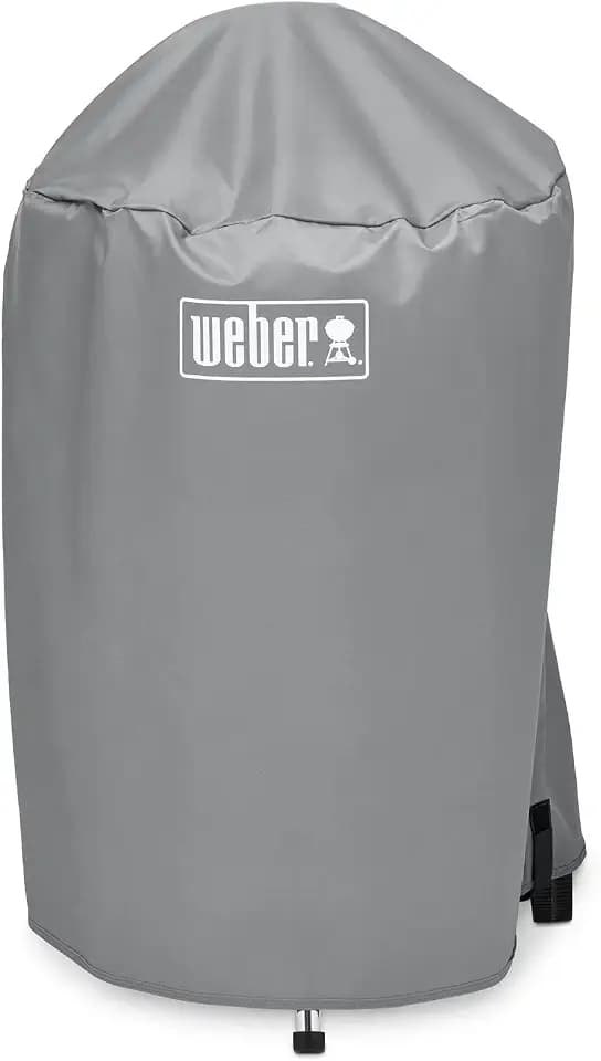 Weber Abdeckhaube | Grillabdeckung für 47 cm Holzkohlegrills, Wasserabweisendes Material mit Befestigungsgurten, Grau, 81.3 x 47 x 61 cm
