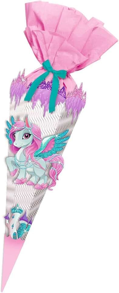 Ursus 9890001 - Schultüte Bastelset Easy Line Pegasus, 6 eckig, Höhe ca. 41 cm, Durchmesser ca. 15 cm, von 3 - 99 Jahren, alle Teile vorgestanzt, inklusive Bastelanleitung, zum Selbstgestalten
