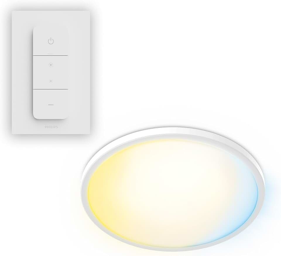 Philips LED Superslim Deckenleuchte inkl. Fernbedienung, 29,1 cm, Weiß