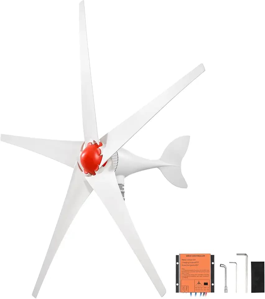 VEVOR 800W 12V Wind Turbine Generator, 5-Blade Wind Turbine Kit with MPPT Controller, High-Efficiency 3-Phase AC Permanent Wind Power Generator for RVs, Boats, Home, Farm (Tower Pole Not Included)