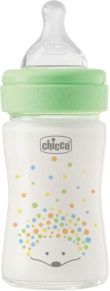 Chicco Perfect Easy Slow Flow-Flasche, mit Physio-Sauger aus weichem Silikon und Soft Sense-Finish, Anti-Kolik, reduziert Aufstoßen und Reizbarkeit, 150 ml Glasflasche, 0 Monate+, neutral