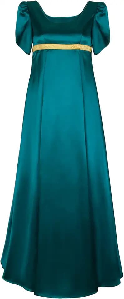 Satin Regency Dresses Vintage Ball Gown Victorian Empire Waist Dress for Women