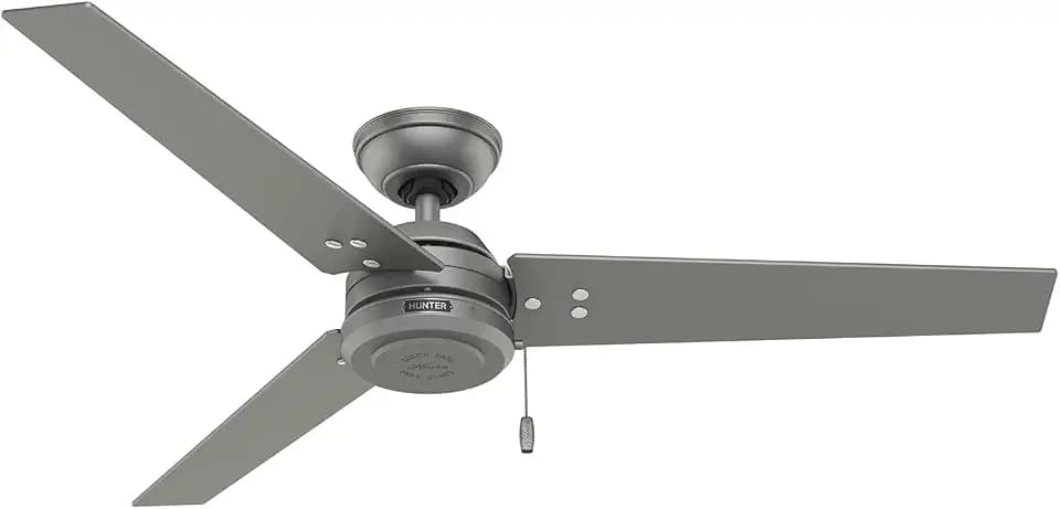 Hunter Cassius, Outdoor or Indoor, Ceiling Fan, 52 inch, Matte Silver