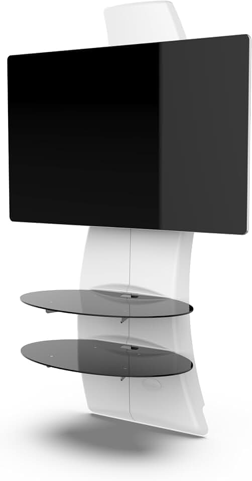Meliconi | Ghost Design 2500 Rotation Matt Weiß Design Halterung zum Aufhängen und Drehen des Fernsehers bequem und praktisch