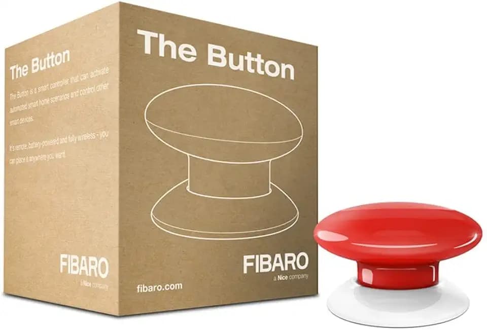FIBARO The Button Red / Z-Wave Plus Drahtlose Tragbare Schalt-Knopf, Rot, FGPB-101-3