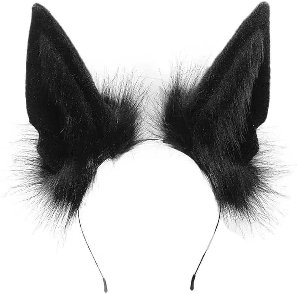 Furry Wolf Ears Headband Animal Cosplay Headwear Fox Ears Hair Hoop Halloween Party Headpiece