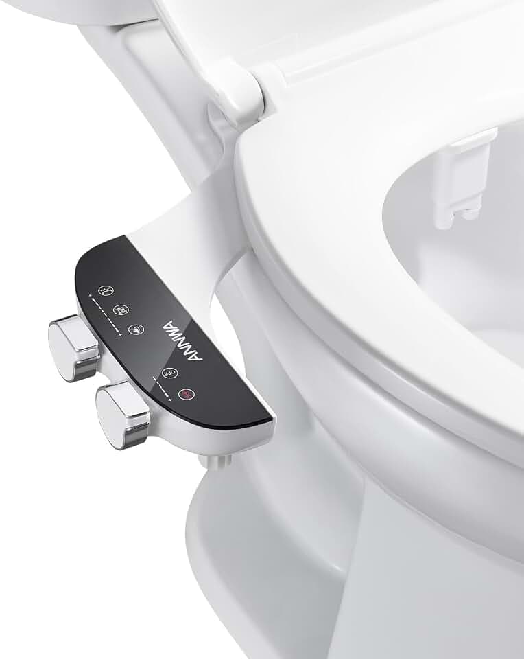 Bidet Attachment for Toilet Seat Non-Electric Bidet Hot and Cold Water Bidet Attachment Toilet Adjustable Water Temperature​ Posterior/Feminine Wash Dual Retractable Nozzle(AM-US-TT18N)