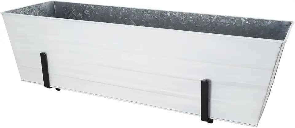 Large White Flower Box- 2x6 Railing Brackets