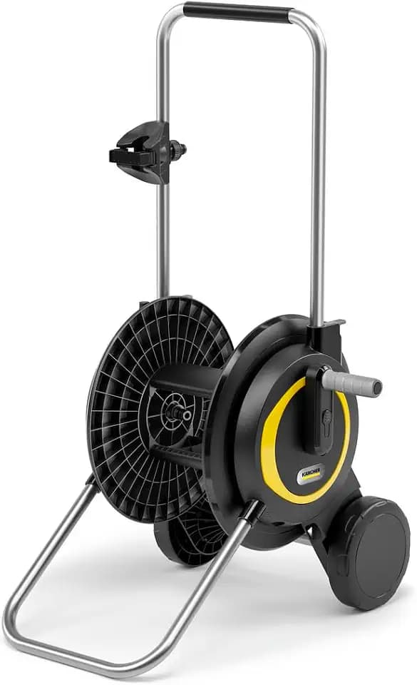 Kärcher Schlauchwagen HT 3, kompakt und beweglich mit extra breitem Standfuß, höhenverstellbarer Handgriff, inkl. Spritzenhalterung, Schwarz