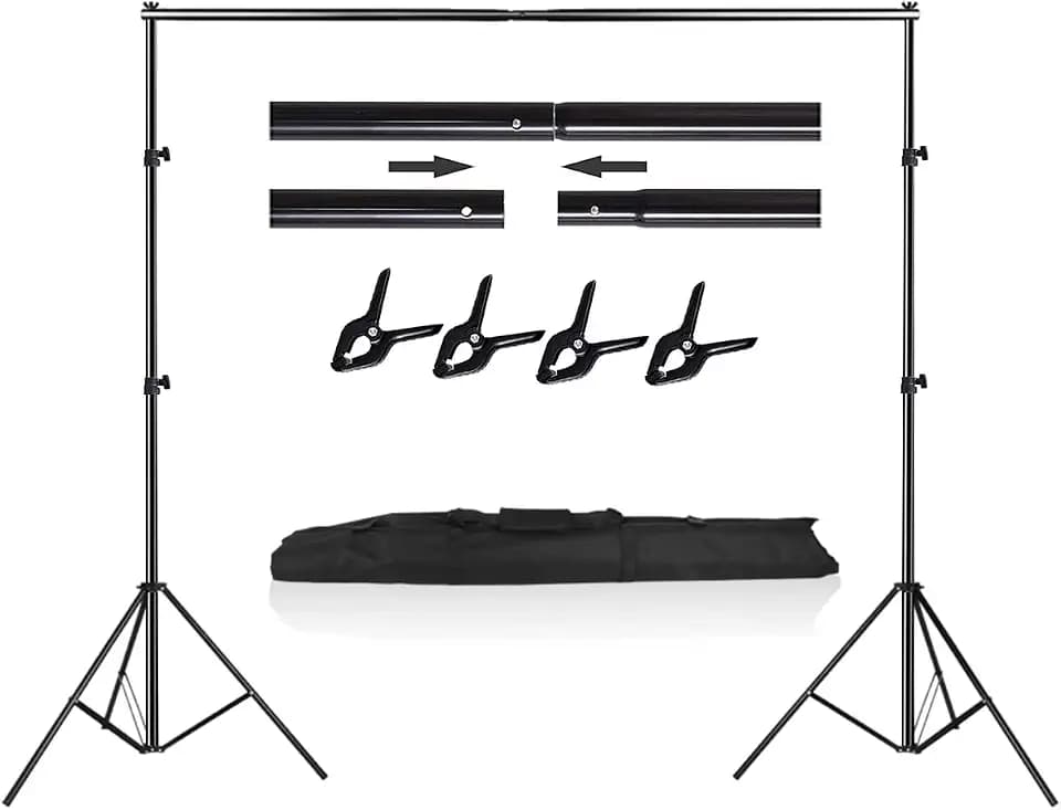 HYJ-INC Photo Video Studio Photography Backdrop Stand, 8 x 8 ft Adjustable Photo Background Holder, Back Drop Banner Stand Support System Kit with Carry Bag