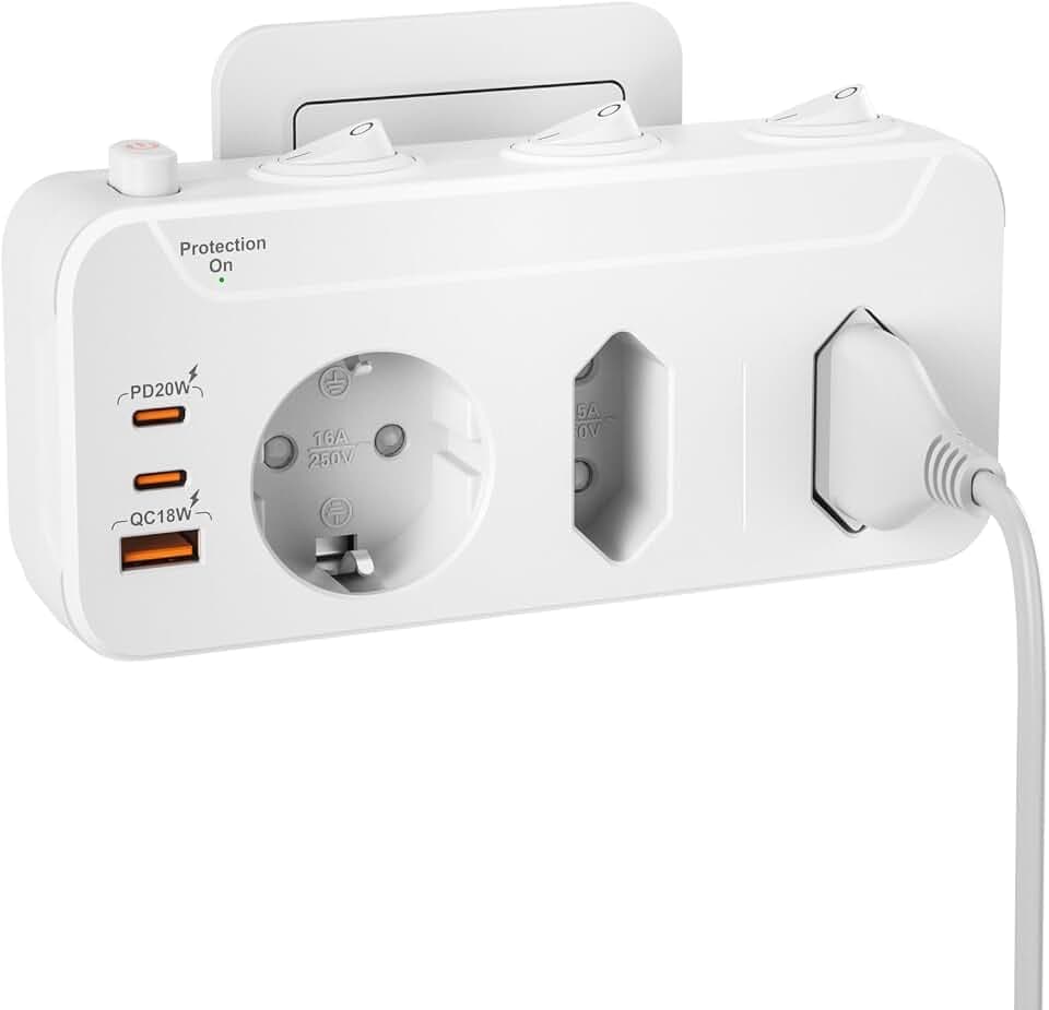 Doppelstecker für Steckdose,3-Fach Mehrfachstecker für Steckdosen USB PD20W