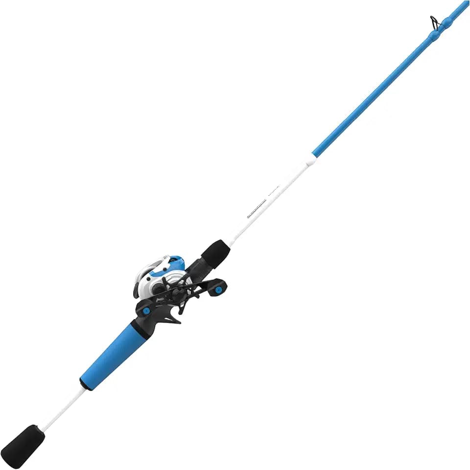 Zebco Roam Baitcast Reel and Fishing Rod Combo, 6-Foot 6-Inch 2-Piece Fiberglass Fishing Pole with Split-Grip MaxTac Rod Handle, Lightweight Graphite Frame, Right-Hand Retrieve