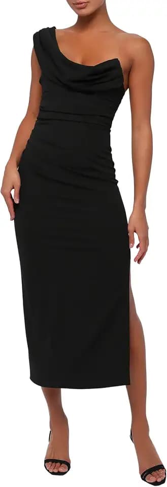 Lulus Scarlett Crepe Women's Cocktail Midi Dress