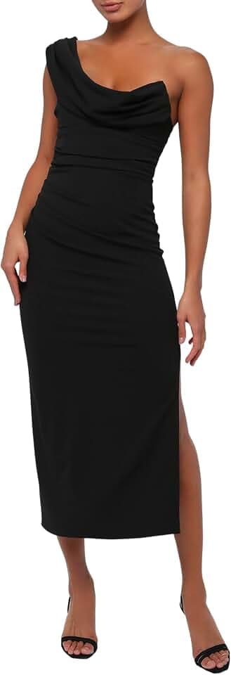 Lulus Scarlett Crepe Women's Cocktail Midi Dress