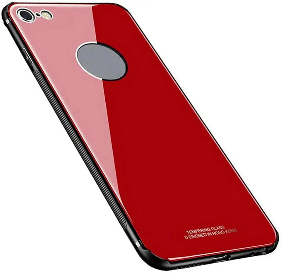 Kepuch Quarz-Schutzhülle für iPhone 6 Plus 6S Plus – weiches TPU + Rückseitenschutz aus Hartglas – Rot