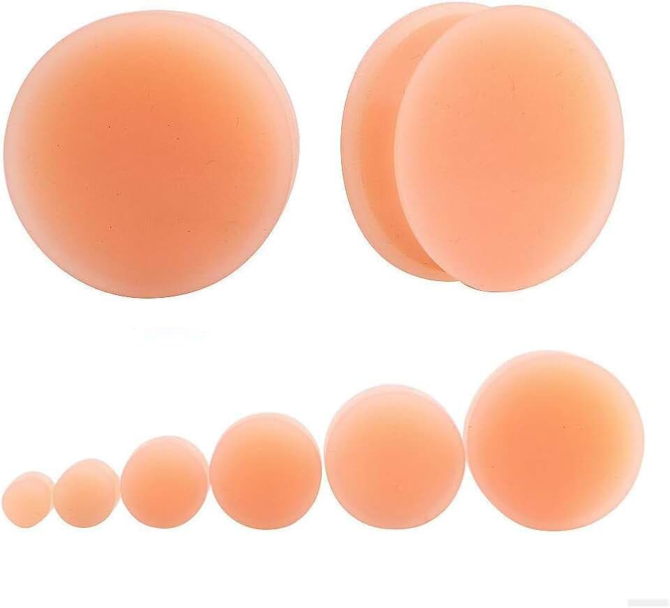Pair of Peach/Flesh Skin Tone Silicone Double Flared Plugs Hiding Hide Hider Retainer Ear Gauges Body Piercing Jewelry