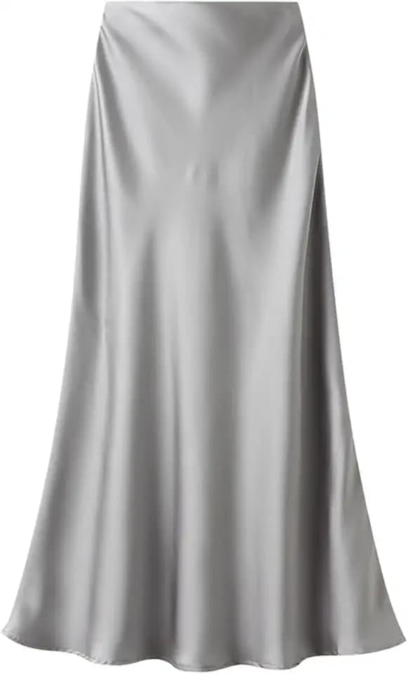 Damen Satin Rock Lang Fischschwanz Rock Elegant Elastische Hohe Taille Seide Maxirock