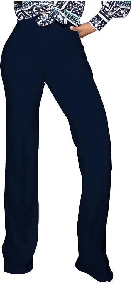 TOPSRANI Women High Waisted Dress Pants Work Trousers Slacks Bottoms Casual Pull On Long Stretch Solid Office Business