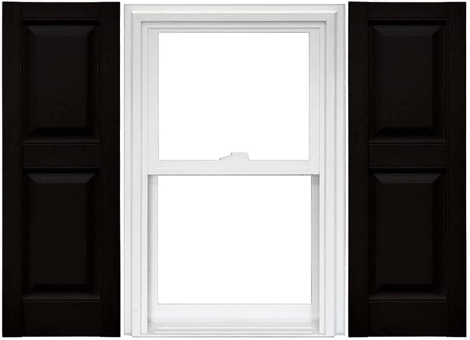 Mid America Raised Panel Vinyl Shutters (1 Pair) - 12 x 55 002 Black