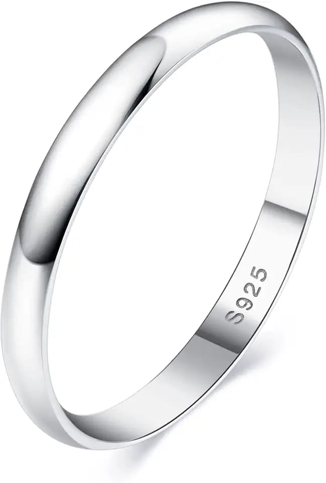 MILACOLATO 925 Sterling Silver Ring for Women Men High Polished Plain Stackable Thumb Rings Tarnish Resistant Wedding Band Ring Comfort Fit Size 4 to 12, 1mm 2mm 3mm 4mm 5mm 6mm