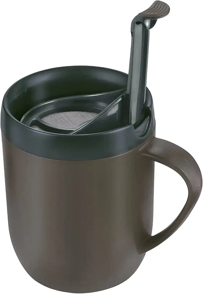Zyliss E990001 Hot Mug Kaffeebecher, Plastik/Silikon, Grau, Thermobecher, Isoliert Reise Kaffeebecher, Filter Für Gemahlenen Kaffee, Mit Deckel, Camping Cup, Spülmaschinenfest