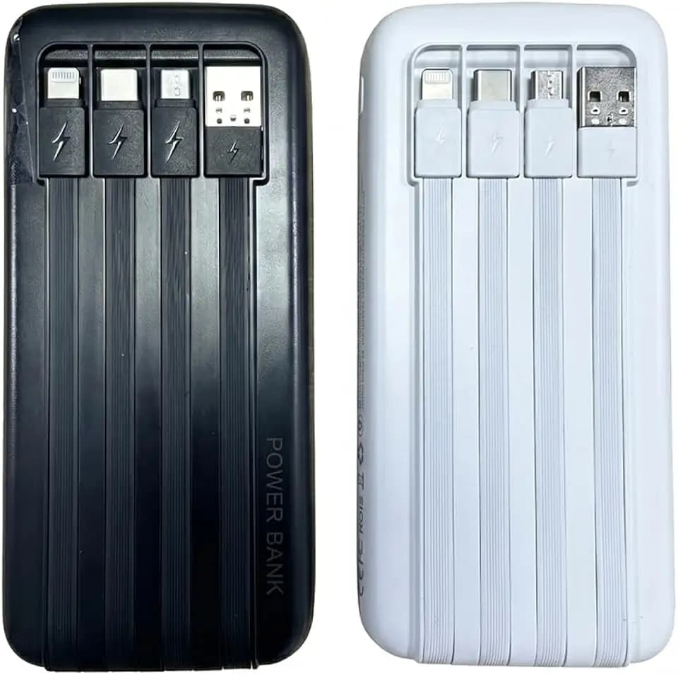 Wbear Portable Charger 2PACK 20000mAh Power Bank with Built in Cables