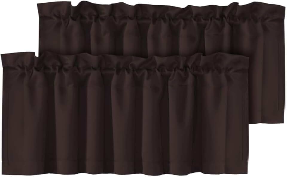 H.VERSAILTEX Blackout Valances for Windows,Kitchen Window Valance Curtains for Living Room/Bedroom/Bathroom Privacy Decorative Rod Pocket Kitchen Valances,2 Panels,52" W x 18" L, Chocolate Brown