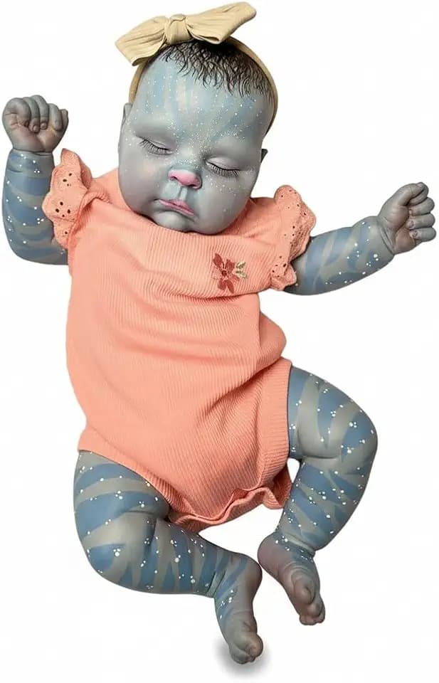 19 Inch Alien Reborn Baby Dolls, Glow in The Dark Fantasy Lifelike Newborn Doll, Sleeping Realistic Weighted Cloth Body Full Vinyl Limbs Girl Toy Gift for Kids Age 3+