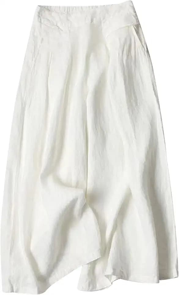 Gihuo Culottes for Women Linen Wide Leg Gauchos Capri Palazzo Pants