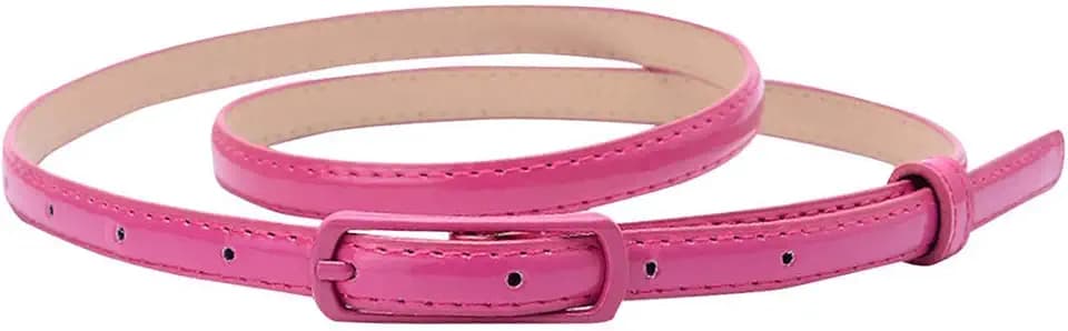 Selighting Women's Solid Color Faux Leather Skinny Belts for Dresses (One Size, Rose)