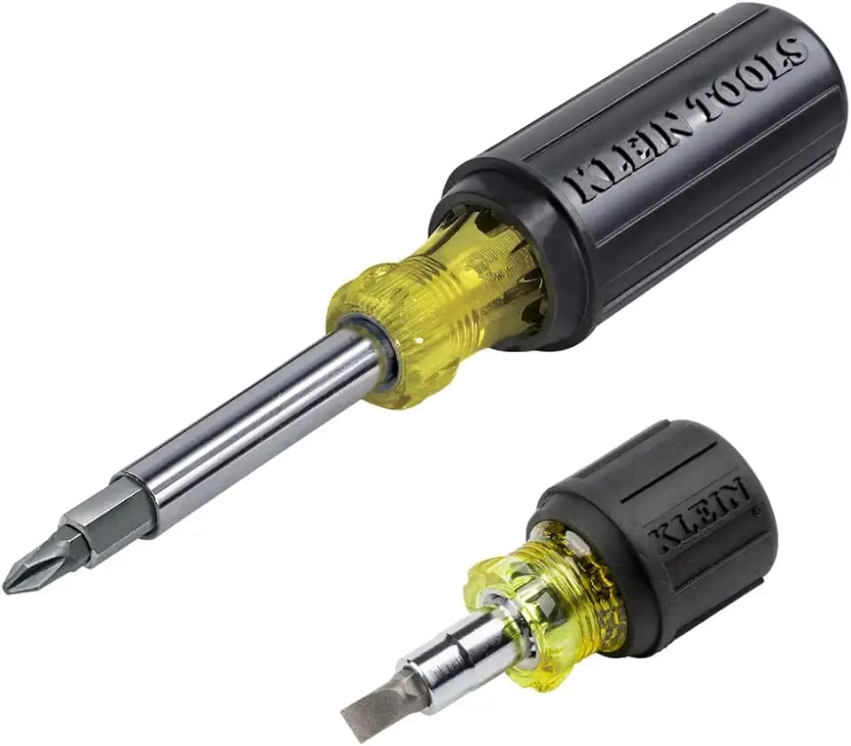 Klein Tools 80027 Screwdriver Set, 11-in-1 Multi-bit Screwdriver, 6-in-1 Stubby, Phillips, Slotted, Square, Torx Bits, 2-Piece