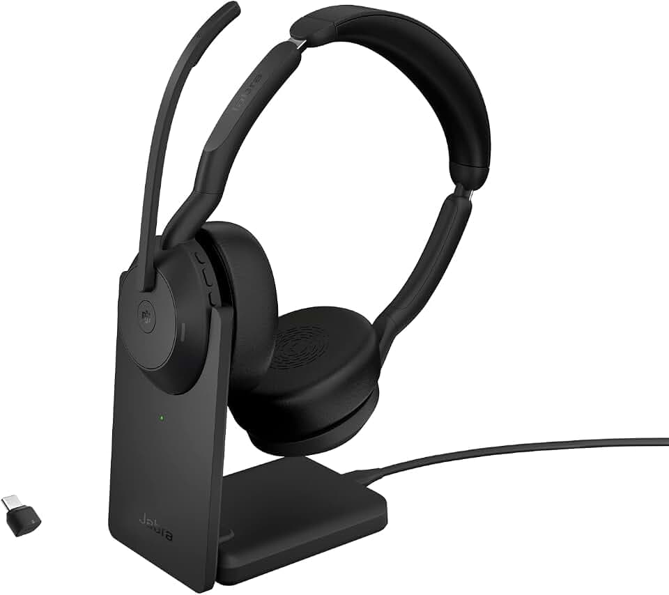 Jabra Evolve2 55 schnurloses Headset mit Ladestation, für MS Teams, Schwarz