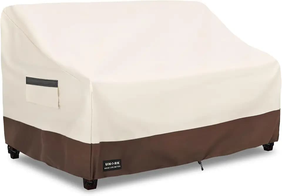 Patio 3-Seater Sofa Cover, 3 Seater Outdoor Couch Cover Waterproof Couch Covers Fits up to 79W x 37D x 35H Inches, Waterproof Heavy Duty Patio Furniture Covers, Beige and Brown
