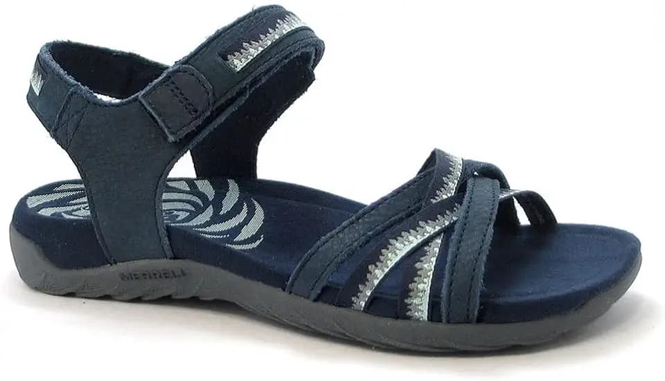 Merrell Terran 3 Cush Cross Sandals for Women - Nubuck Leather, Webbing Upper, and Hook-Loop Closure
