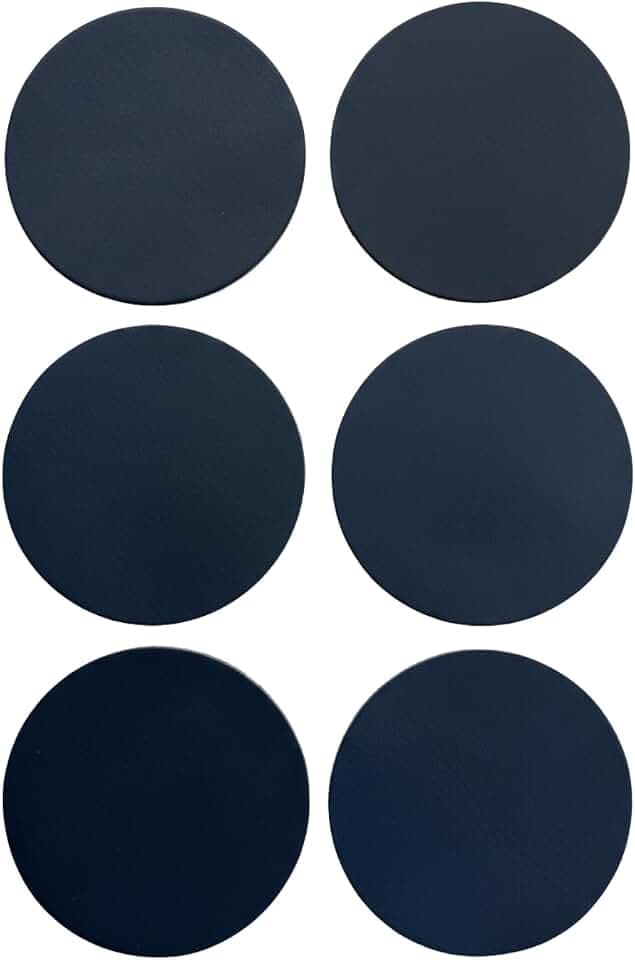 Real Natural Grain Leather Coasters – Durable Non-Slip Distressed Design, Set of 6 for Table Protection in Home, Office, Kitchen, and Bar (Navy)
