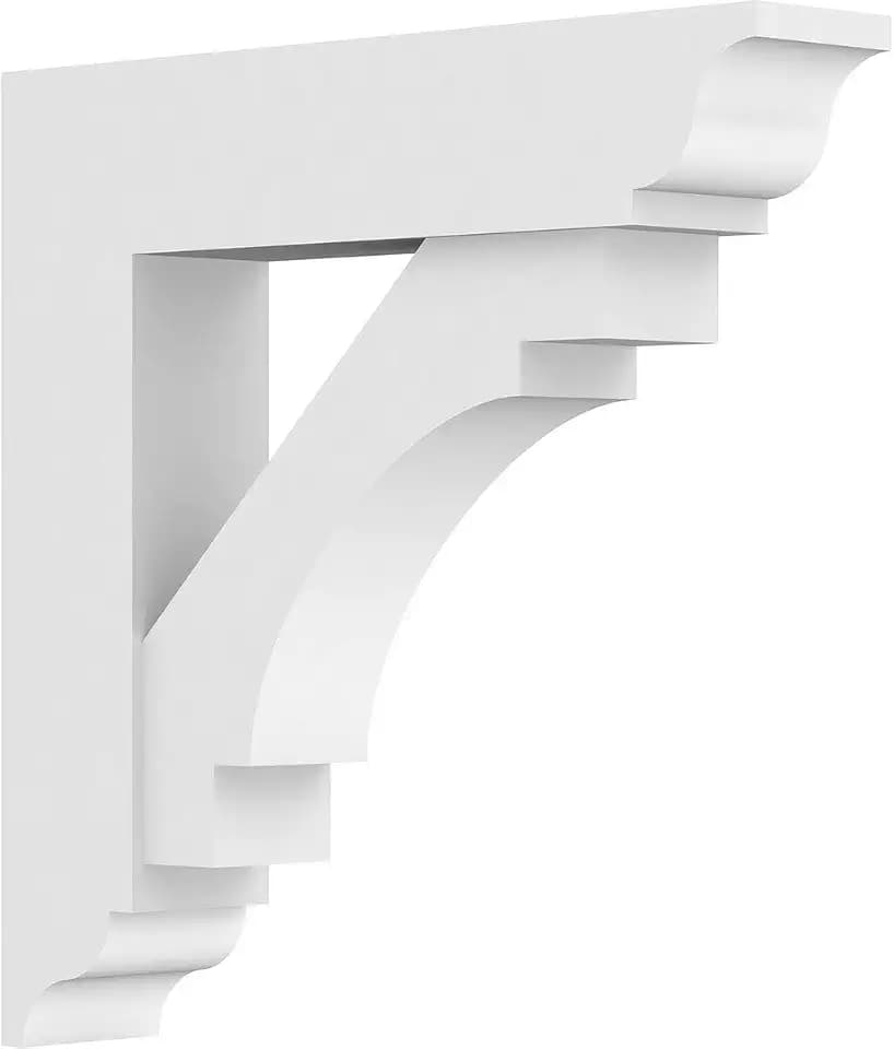 Ekena Millwork BKTP03X18X18MRC01 Standard Merced Architectural Grade with Traditional Ends PVC Brackets, 3"W x 18"D x 18"H
