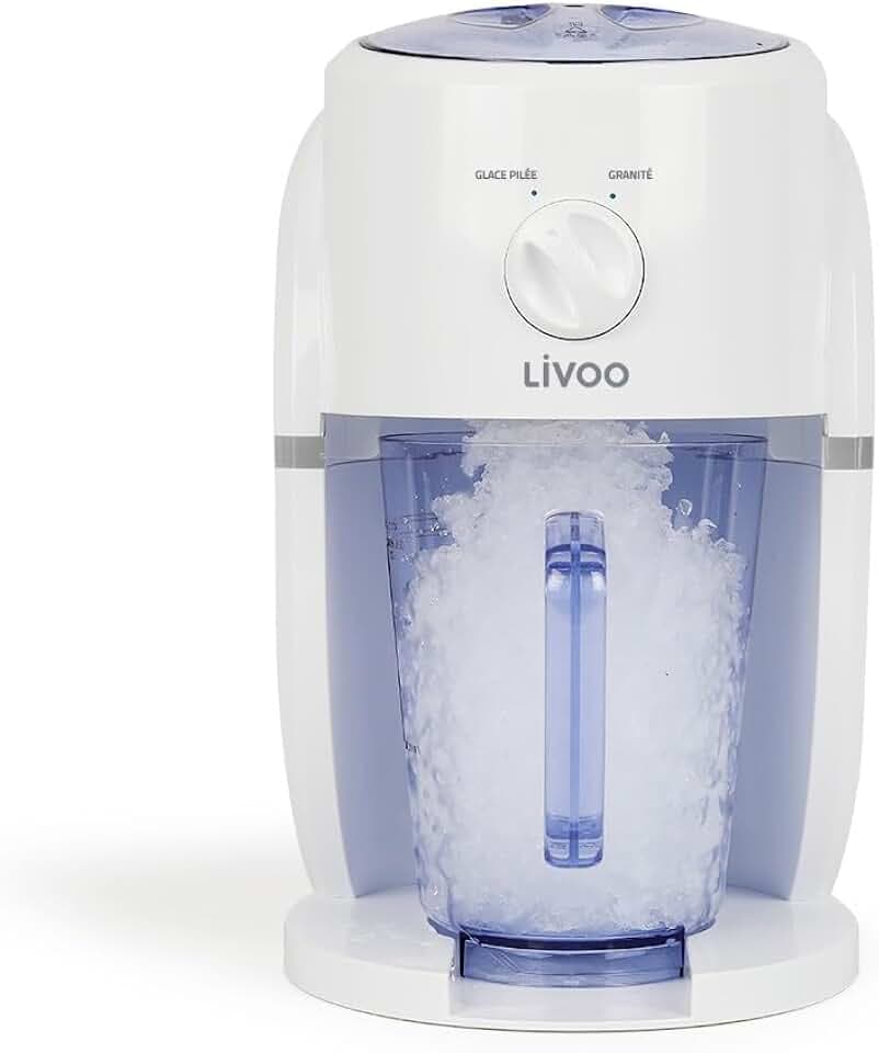 Livoo 2-in-11-Gerät Slush und Crushed Ice DOM430-1,1 l, 2 Eisgrößen möglich, 250 g/min, 25 W, Weiß