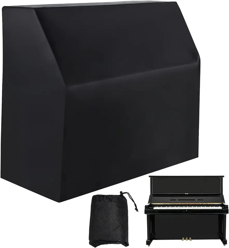 Upright Piano Cover, Piano Full Cover Dustproof Waterproof, Silver-coated Oxford Fabric Piano Protective Cover Black, Block Sunlight, Moisture, Dust