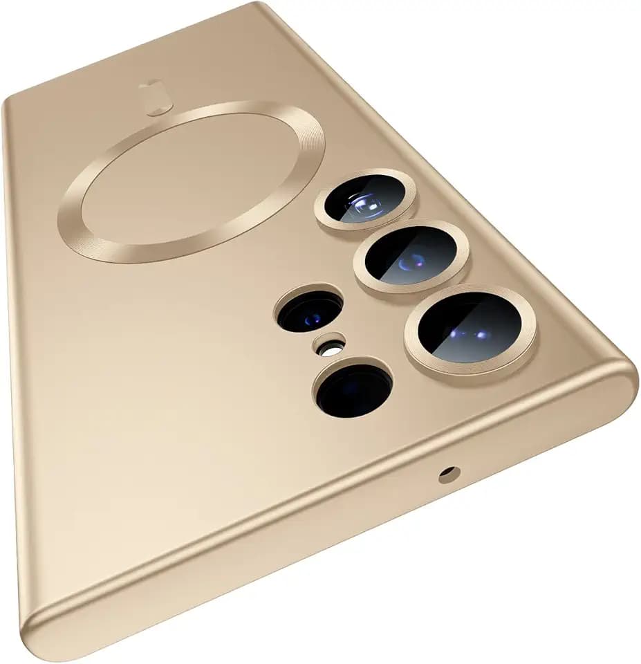 Matte for Samsung Galaxy S23 Ultra Case, Compatible with MagSafe, Slim Thin Magnetic Cover with Built-in Camera Lens Protector Shockproof Phone Shell, Gold