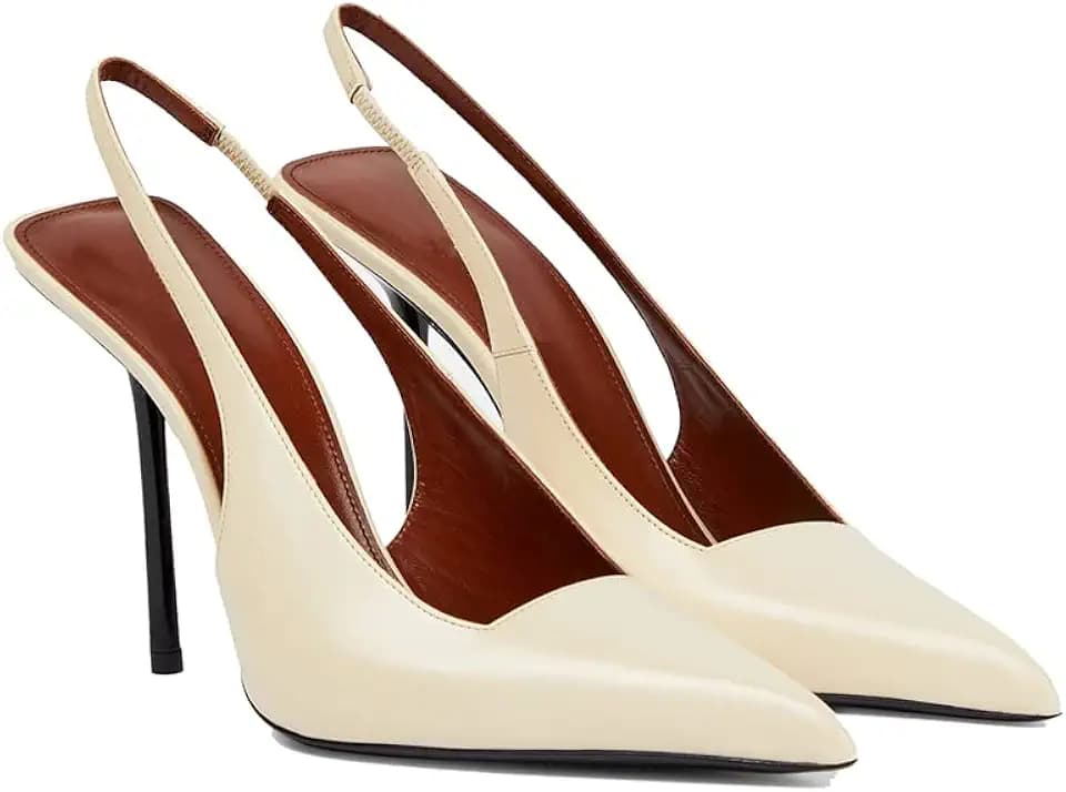 THESHY Women's Pointed Toe High Stiletto Heels Slingback Stretch Slip-on Pumps Backless Patent Leather Fashion Dress Shoes for Women