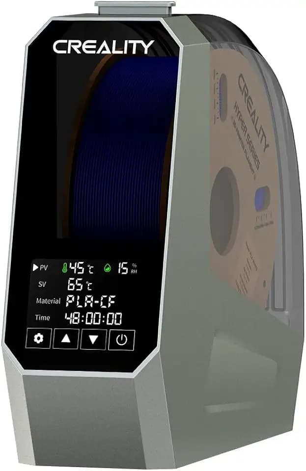 Creality Space PI Filament-Trocknerbox Upgraded Edition, Original Creality Zubehör mit 360° Vollständiger Heizung & Ventilator, Echtzeit-Luftfeuchtigkeitsanzeige für 1.75/2.85mm Filament