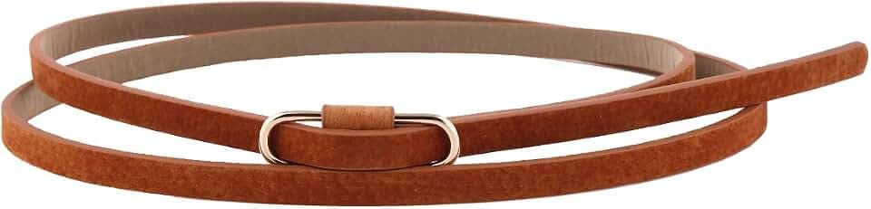 Damara Damen Super Schmal Poppig Jeans Kleid Belt Gürtel,Hellbraun