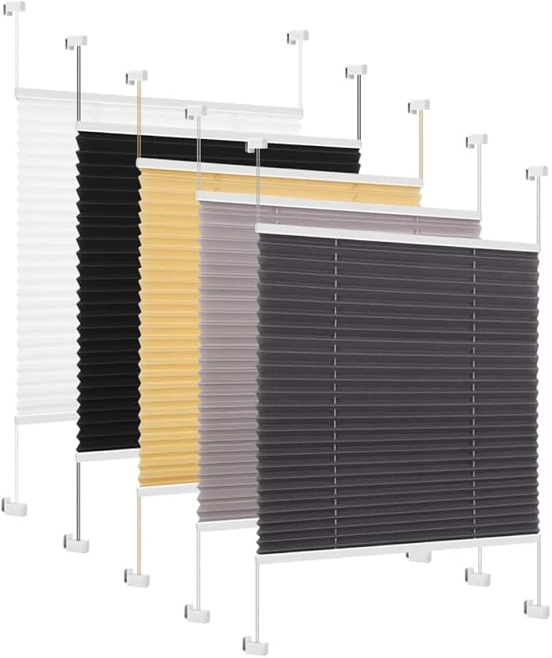 Eurohome Plissee Grau 110x120cm klemmfix ohne Bohren Easyfix für Fenster und Türen