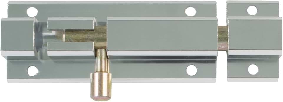 Amig - Türriegel aus Aluminium | Bolzenriegel Mod. 501 | Türschloss in Silber | Torschlossriegel Türschieber | Maße: 35 x 50 | Kompakter Aufschraubschließriegel | Geeignet für Türen und Fenster