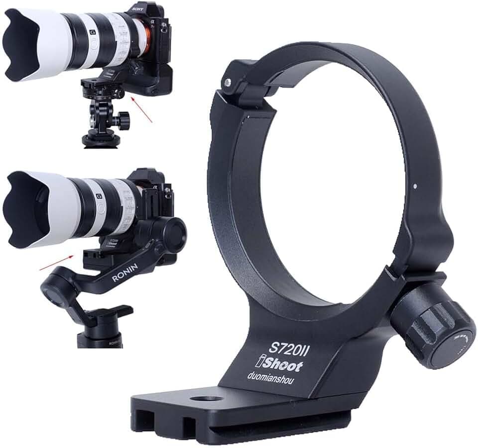 iShoot Metal Lens Collar Tripod Mount Ring Compatible with Sony FE 70-200mm F4 Macro G OSS II, Lens Support Holder Bracket Bottom Arca-Swiss Fit Quick Release Plate for Arca Clamp Head & Stabilizer