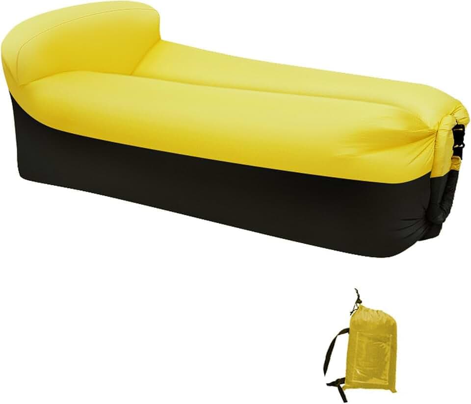 Inflatable Couch for Camping,Inflatable Lounger Air Sofa Chair,Portable Festival Couch for Outdoor, Beach, Hiking, Picnics, Music Festivals (Yellow -Black)