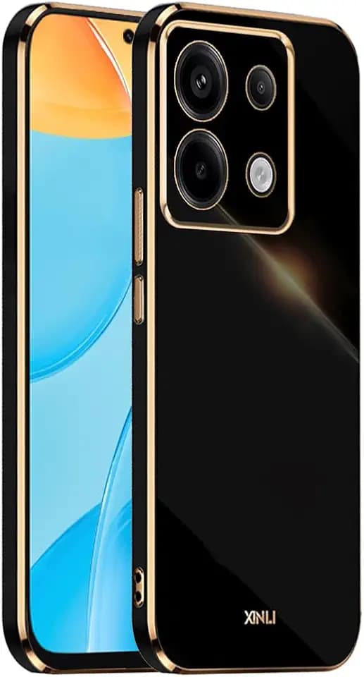 EASSGU Galvanisierter Rahmen Handyhülle für Redmi Note 13 Pro 5G / Poco X6 5G (6.67" Inches), Weiche TPU Silikon Schutzhülle - Schwarz